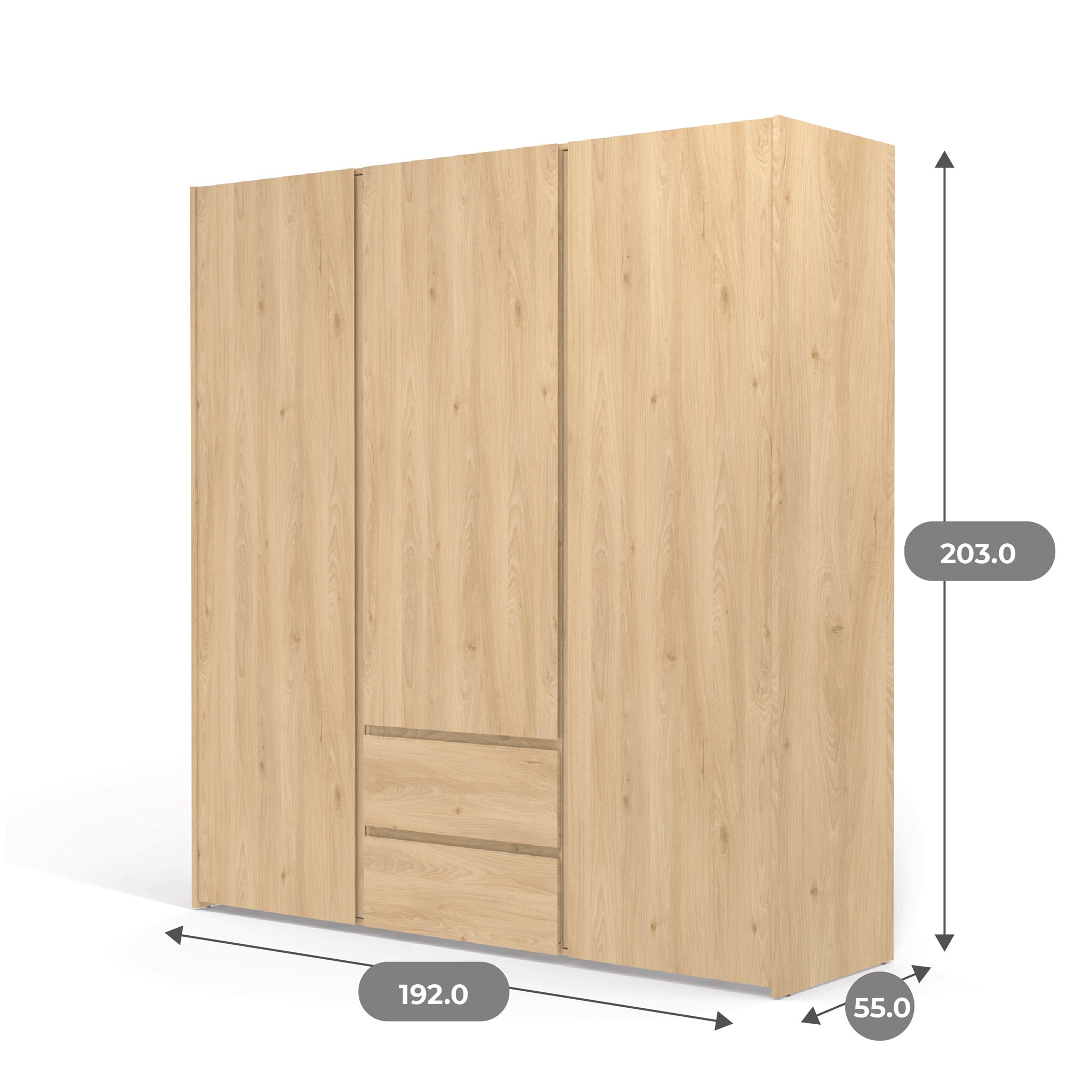 Wimex - Armoire MOSAIK 3P2T - L 192 X H 202 X P 55 cm