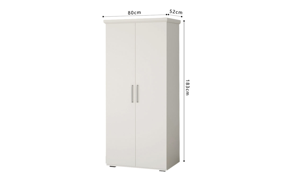 Rousseau - Armoire Mike - 2 portes Blanc - 183 x 80 x 52 cm