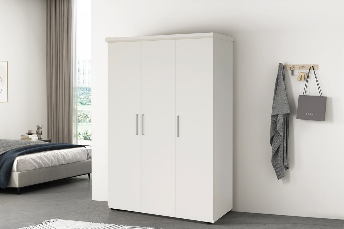Rousseau - Armoire Mike - 3P - Blanc - 183 x 120 x 52 cm