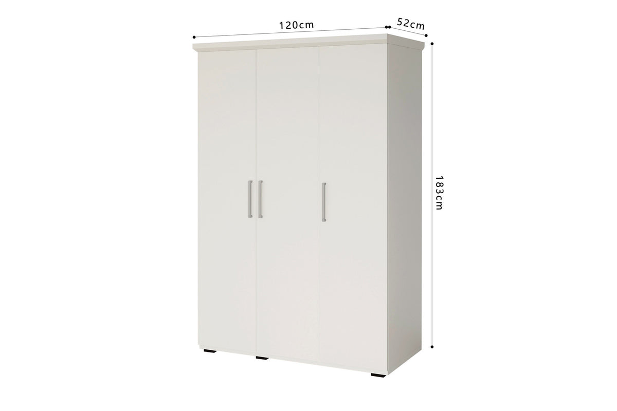 Rousseau - Armoire Mike - 3P - Blanc - 183 x 120 x 52 cm