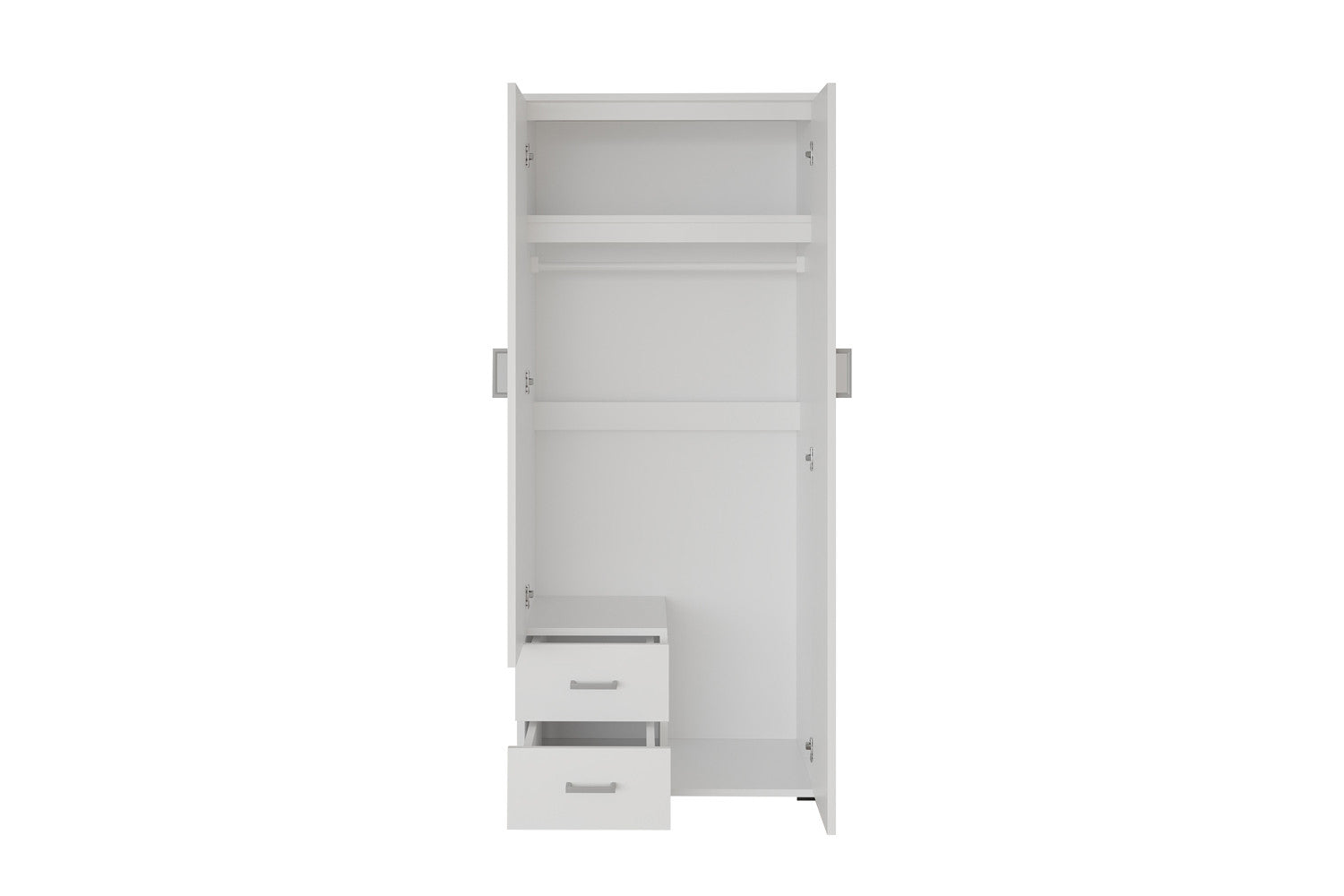 Kleerkast 'Marc' 2 deuren met spiegel Wit