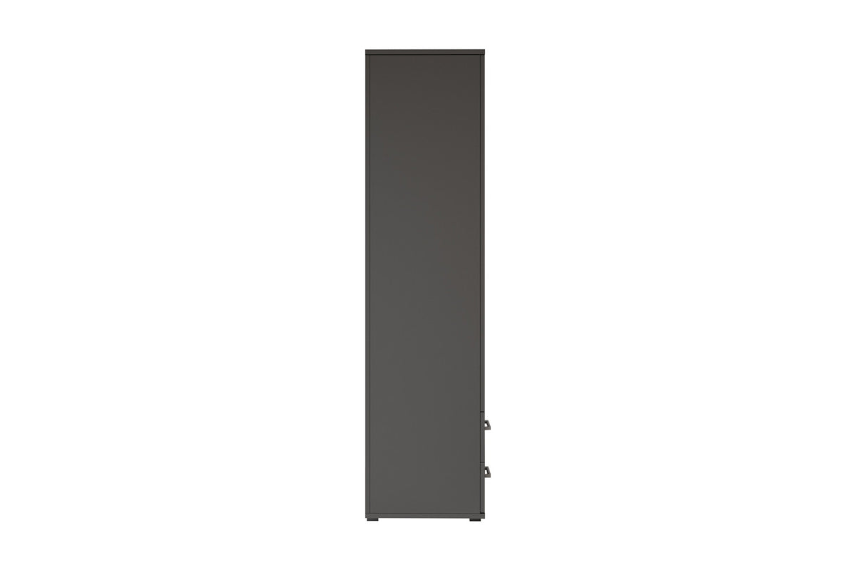 Rousseau - Armoire Marc - 2 portes avec miroir Gris foncé - 185 x 80 x 52 cm