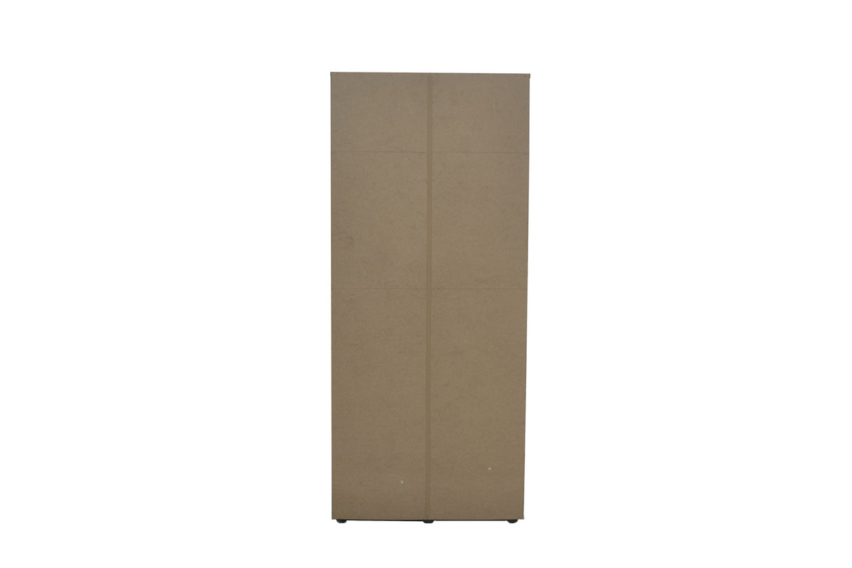Rousseau - Armoire Marc - 2 portes avec miroir Gris foncé - 185 x 80 x 52 cm