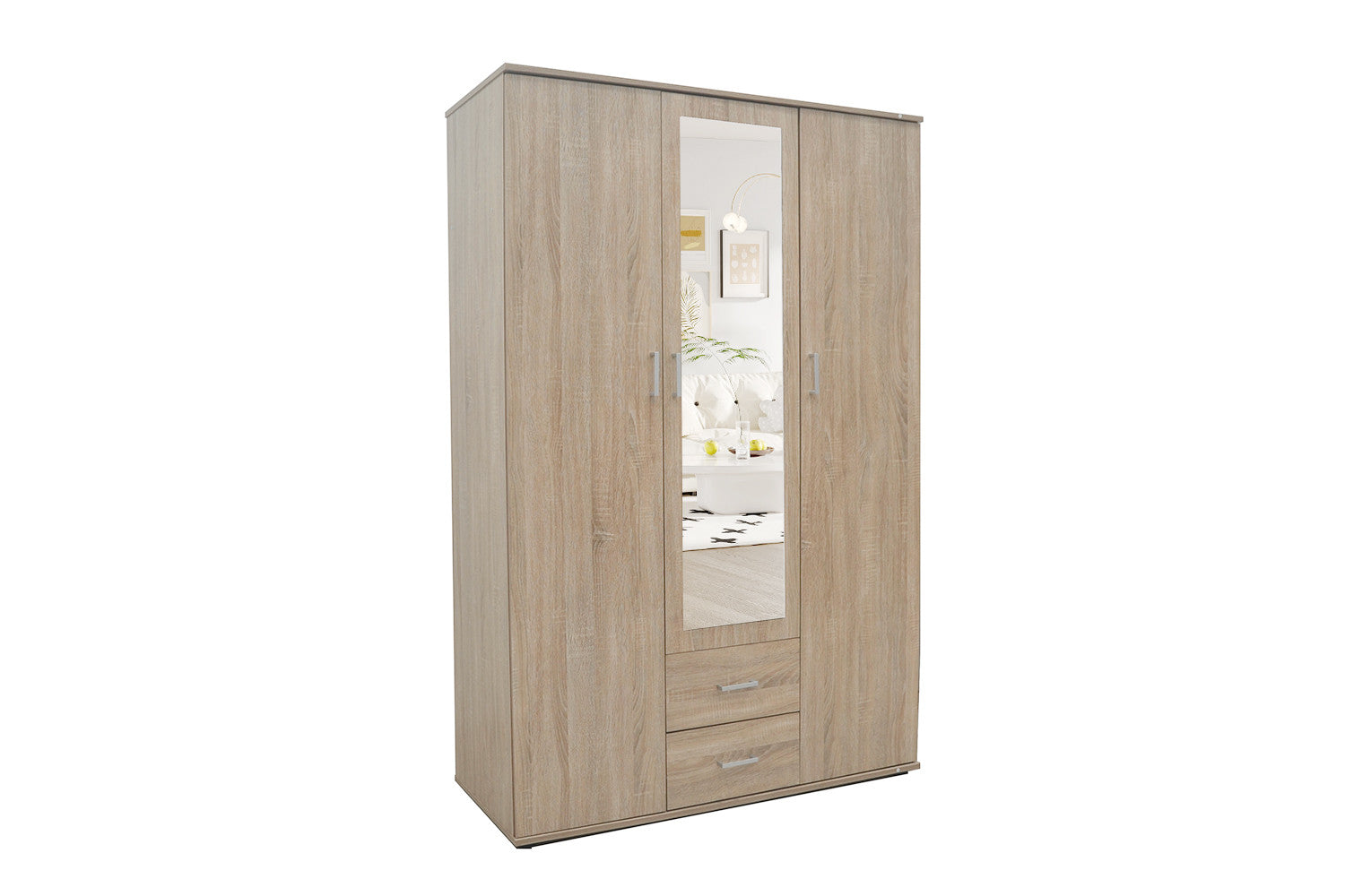 Kleerkast 'Marc' 3 deuren met spiegel Sonoma