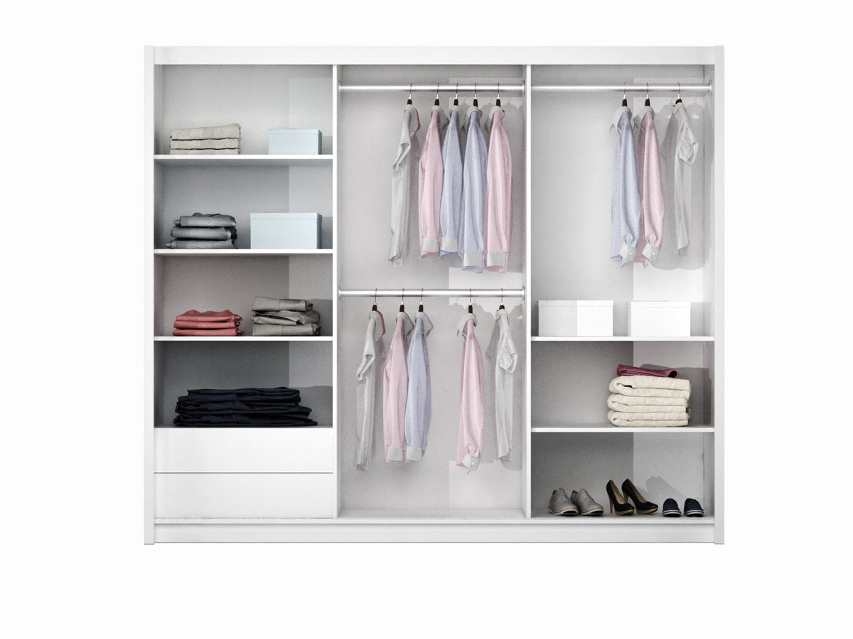 2BM - Armoire Vigo - Portes coulissantes - Sable-Beige/ Miroir - L 250 x H 217 x P 62 cm