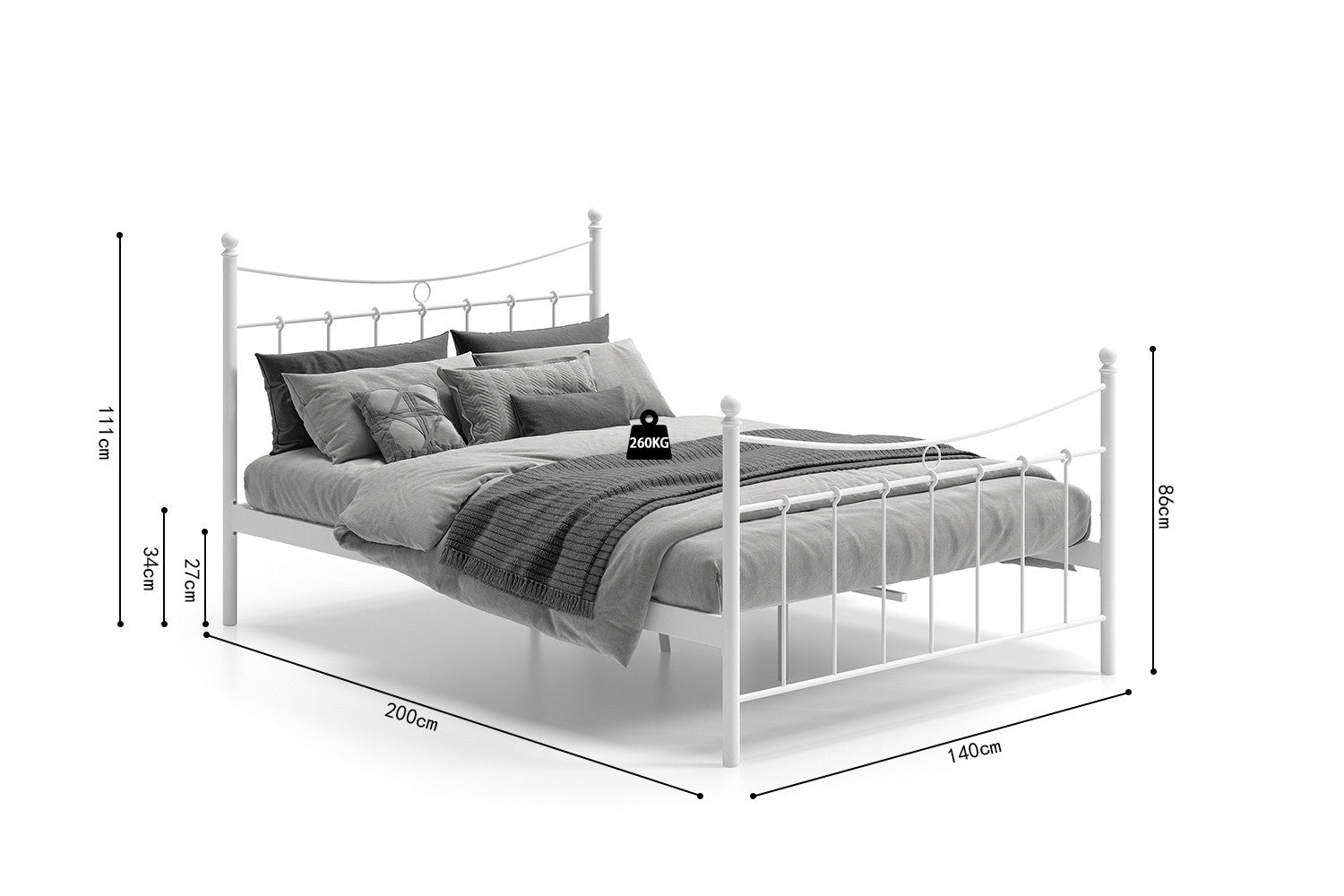 Bed 'Sacha' 140x200 met lattenbodem Wit