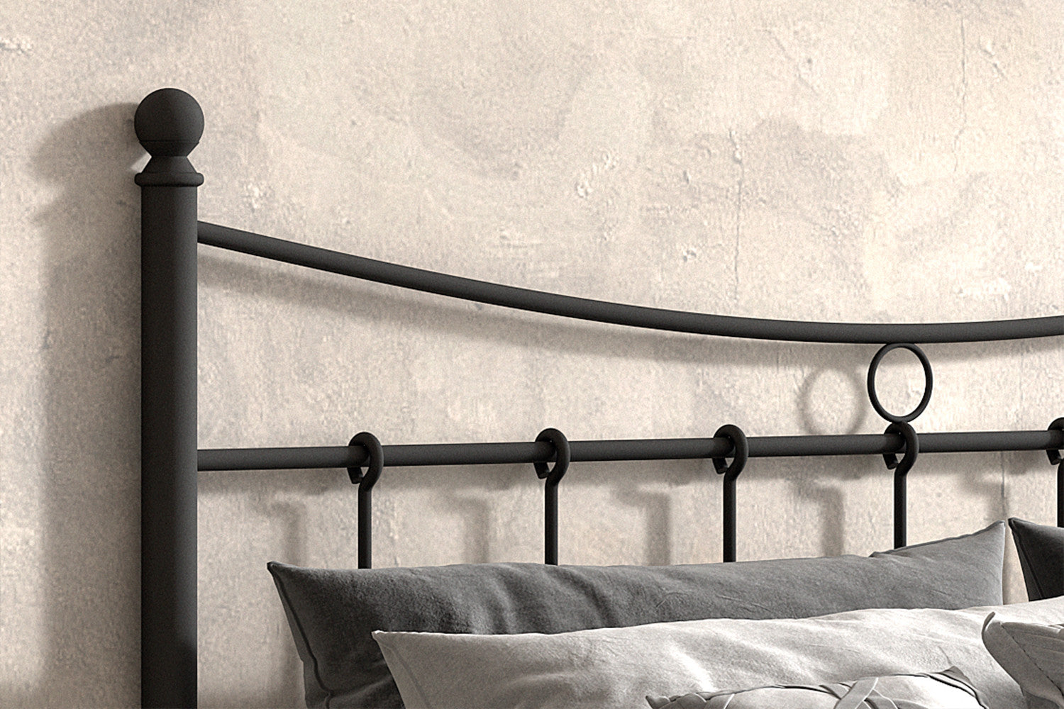 Tweepersoonsbed 'Sacha' 140x200 met lattenbodem - Zwart