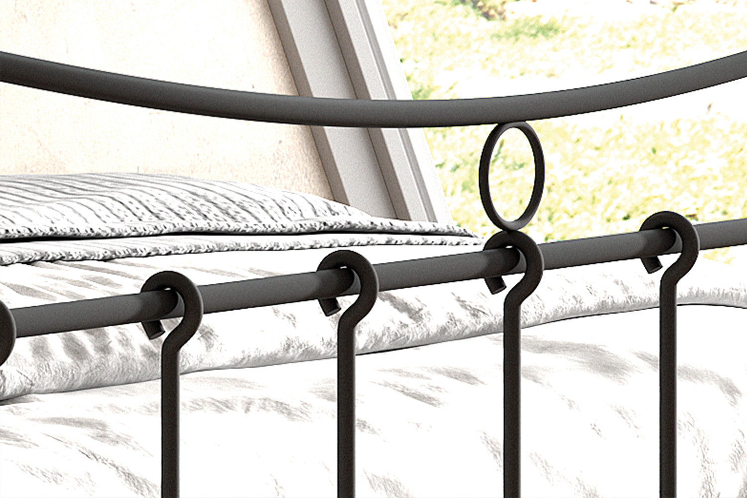 Tweepersoonsbed 'Sacha' 140x200 met lattenbodem - Zwart