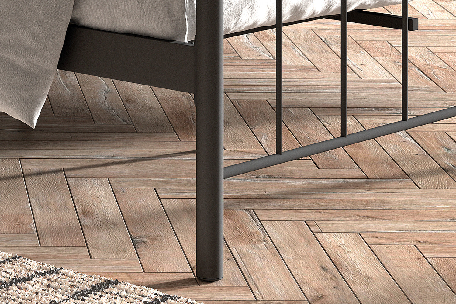 Tweepersoonsbed 'Sacha' 140x200 met lattenbodem - Zwart