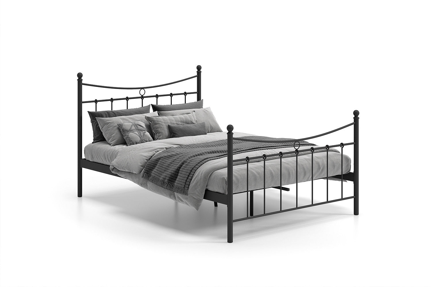 Tweepersoonsbed 'Sacha' 140x200 met lattenbodem - Zwart