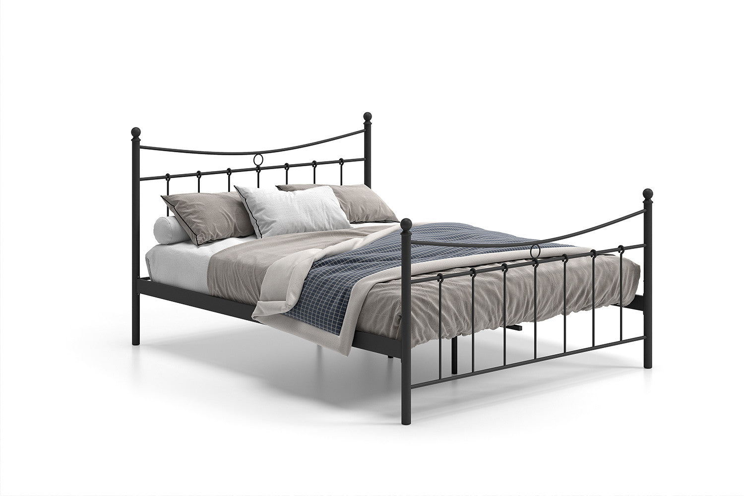 Tweepersoonsbed 'Sacha' 160x200 met lattenbodem Zwart