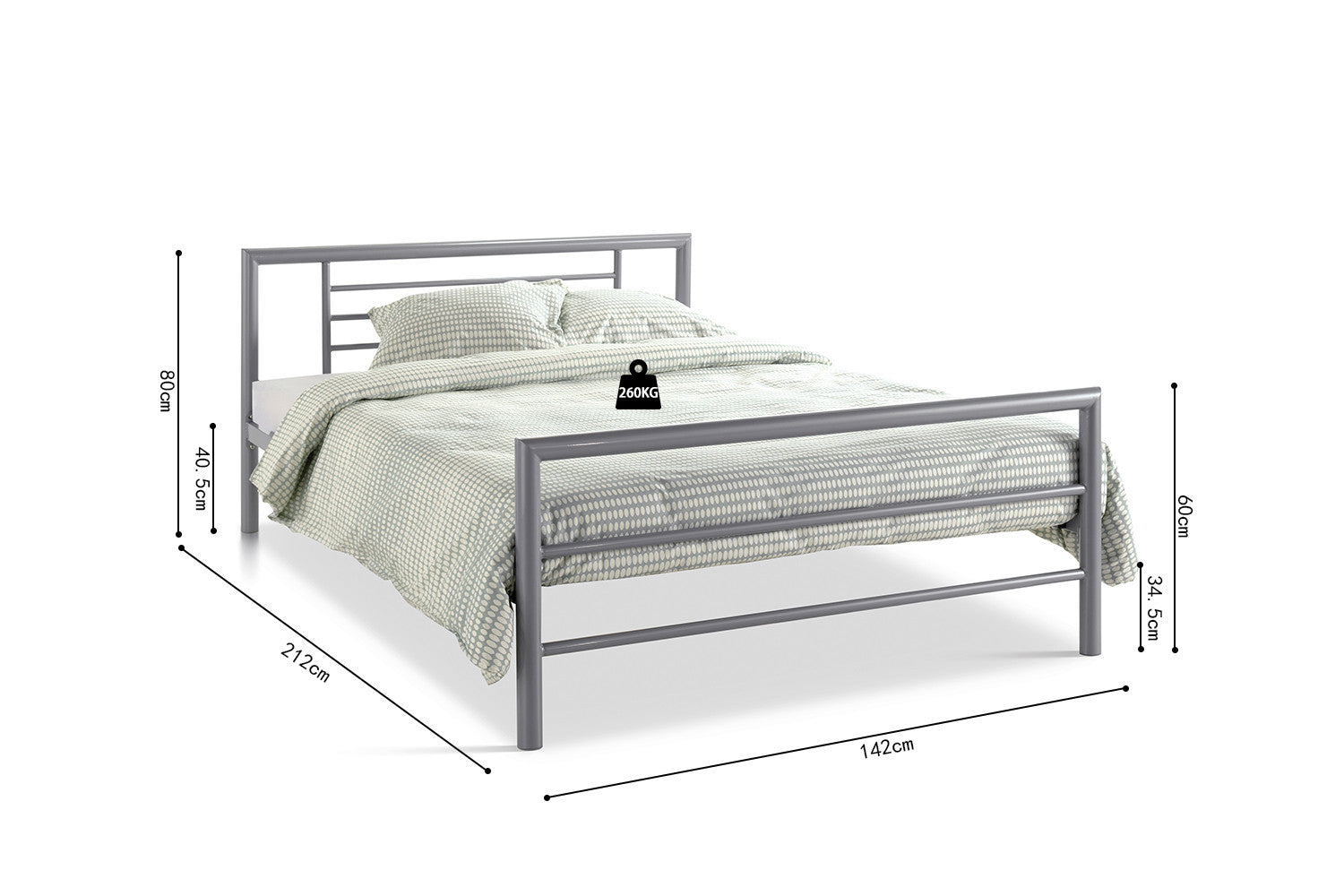 Bed 'Sandro' 140x200 met lattenbodem Grijs