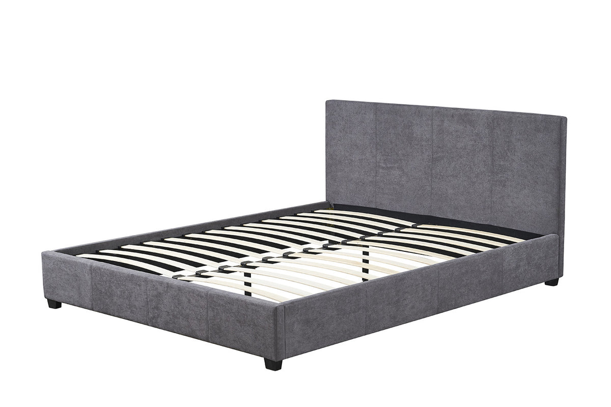 Rousseau - Tweepersoonsbed Roma - 140x200 met lattenbodem Stof Grijs - 92 x 150 x 218 cm