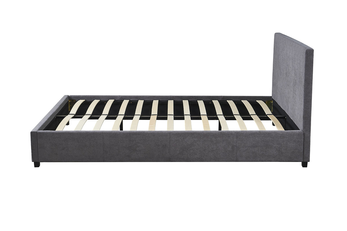 Rousseau - Tweepersoonsbed Roma - 140x200 met lattenbodem Stof Grijs - 92 x 150 x 218 cm