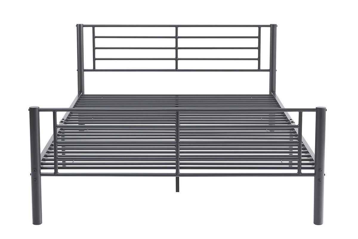 Rousseau - Lit double Sammy 160x200 - Métal Gris foncé - 80 x 167.5 x 210 cm