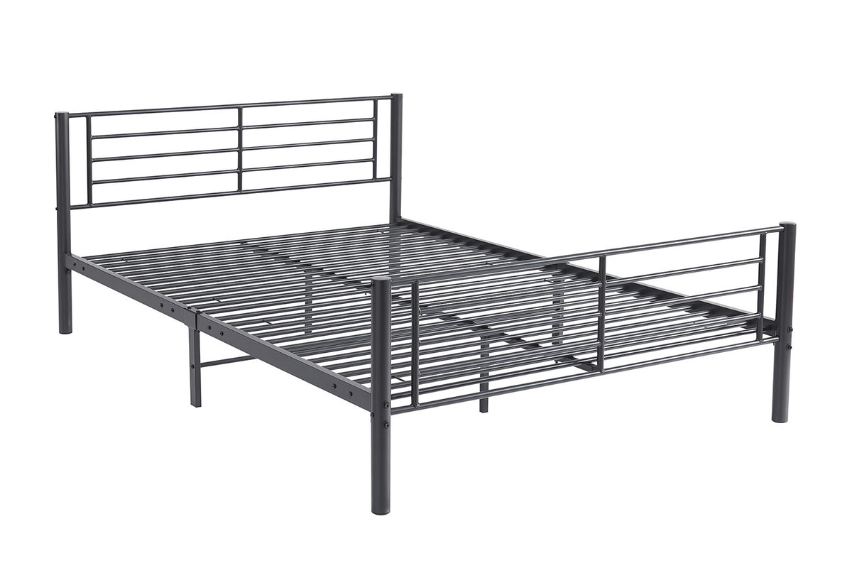 Rousseau - Lit double Sammy 160x200 - Métal Gris foncé - 80 x 167.5 x 210 cm