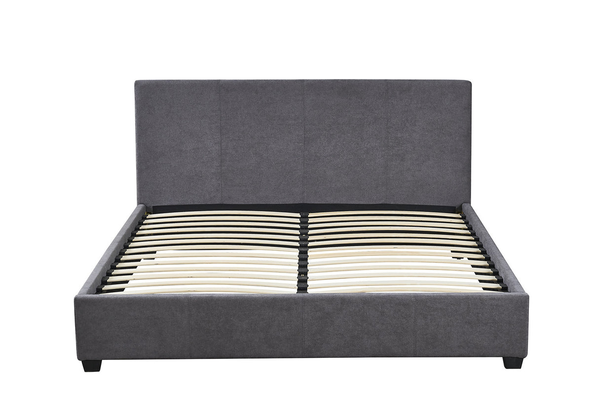 Rousseau - Tweepersoonsbed Roma - 160x200 met lattenbodem Stof Grijs - 92 x 170 x 218 cm