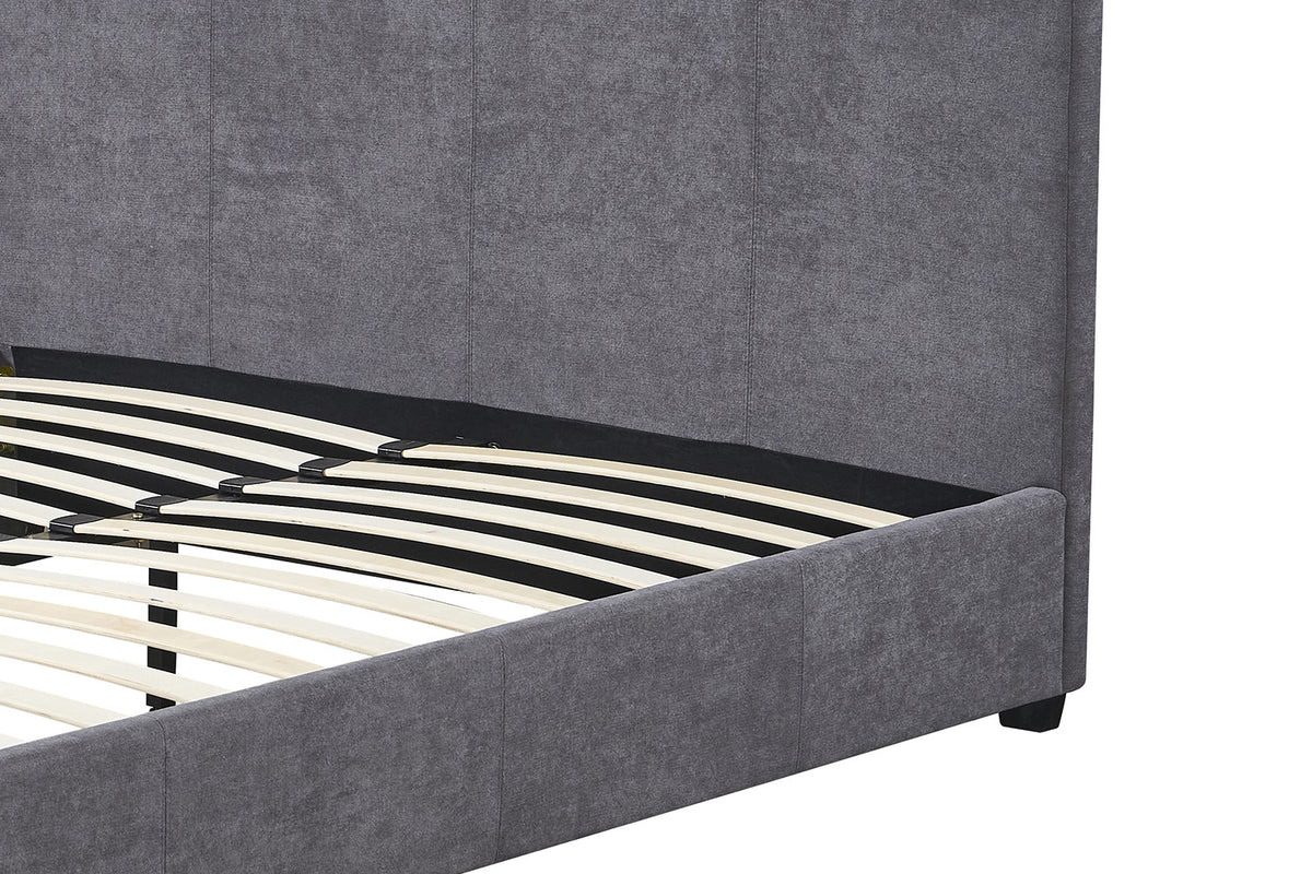 Rousseau - Tweepersoonsbed Roma - 160x200 met lattenbodem Stof Grijs - 92 x 170 x 218 cm