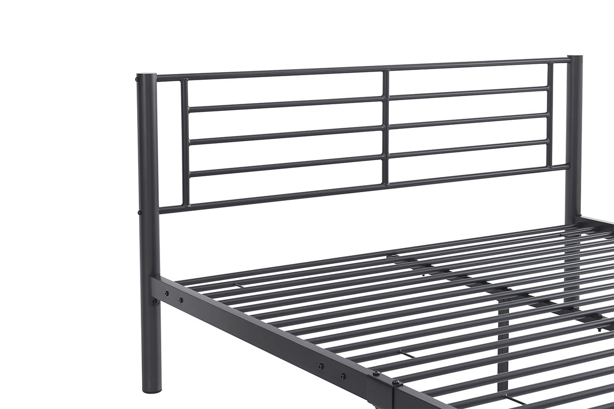 Rousseau - Lit double Sammy 160x200 - Métal Gris foncé - 80 x 167.5 x 210 cm