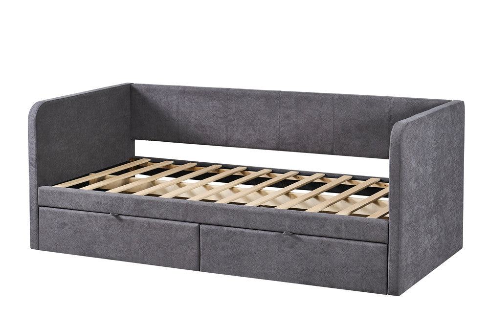Rousseau - Eenpersoonsbed Parma - Stof - Grijs - 90x200 cm