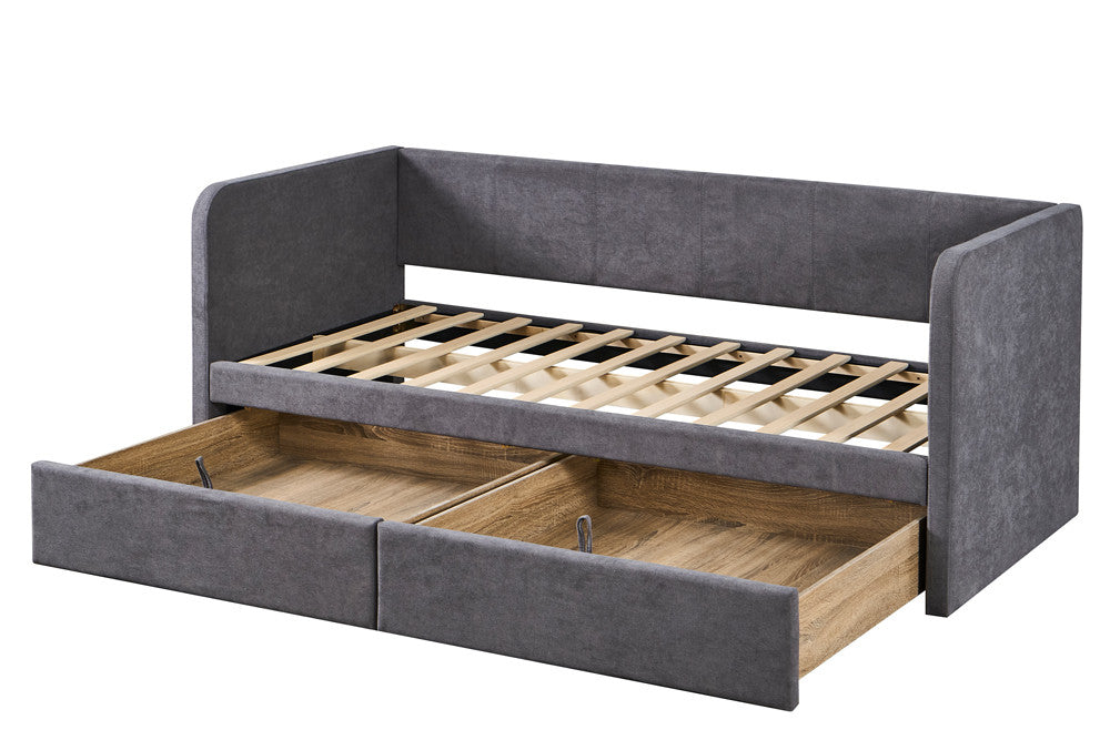 Rousseau - Eenpersoonsbed Parma - Stof - Grijs - 90x200 cm