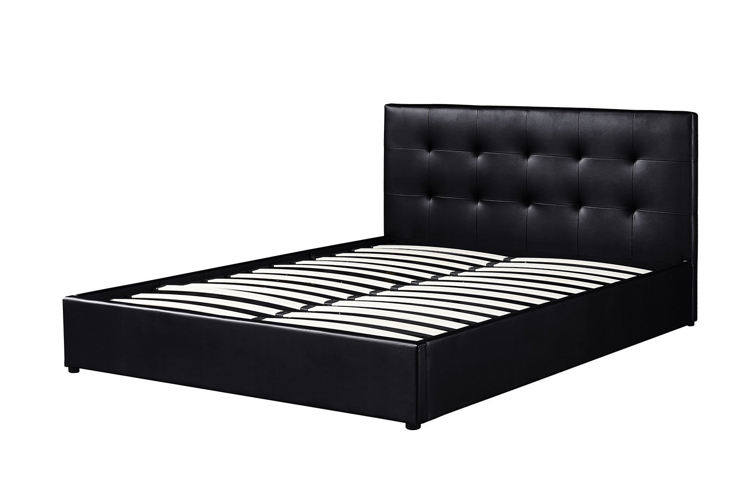 Tweepersoonsbed 'Porto' 160x200 met lattenbodem PU Zwart en opbergkoffer