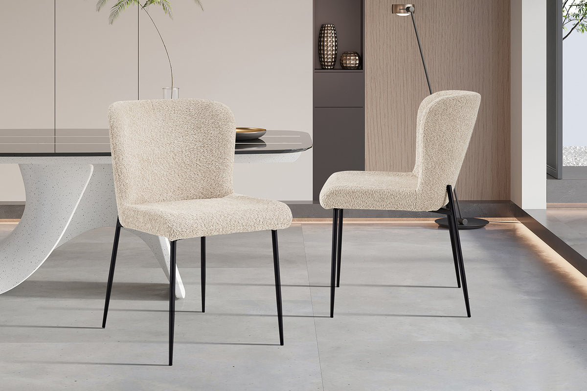 Rousseau - Chaise Lisa Boucle - Beige - 85x50x62 cm
