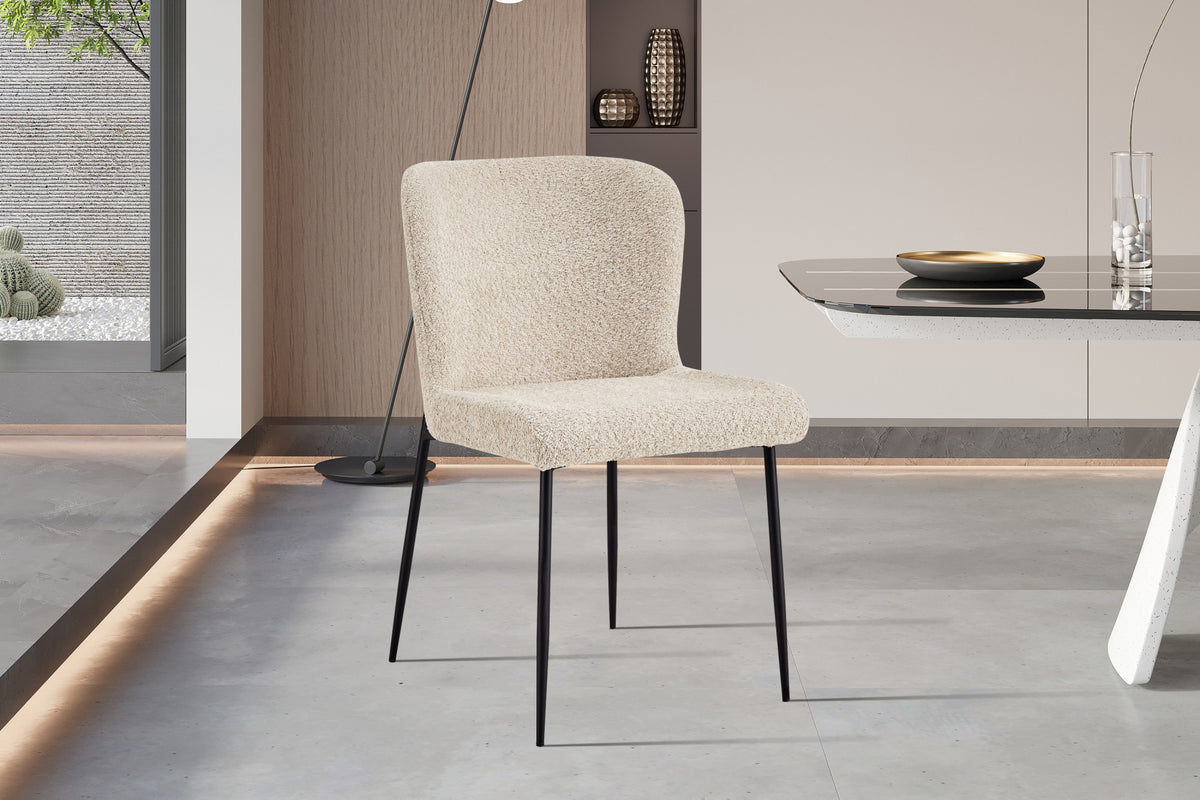 Rousseau - Chaise Lisa Boucle - Beige - 85x50x62 cm