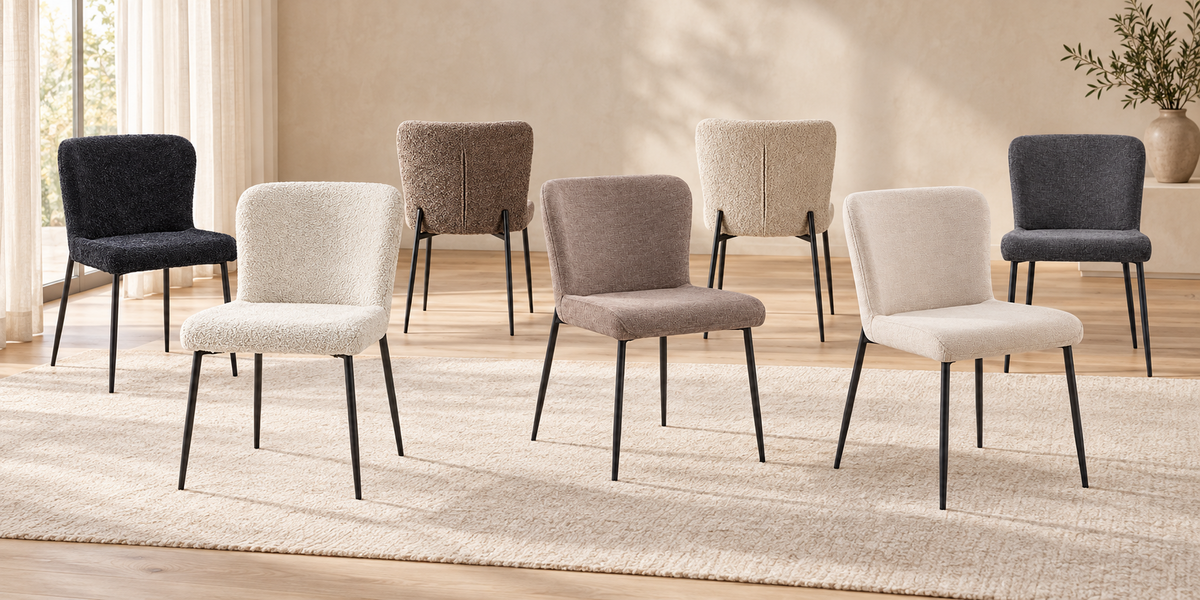 Rousseau - Chaise Lisa Boucle - Beige - 85x50x62 cm