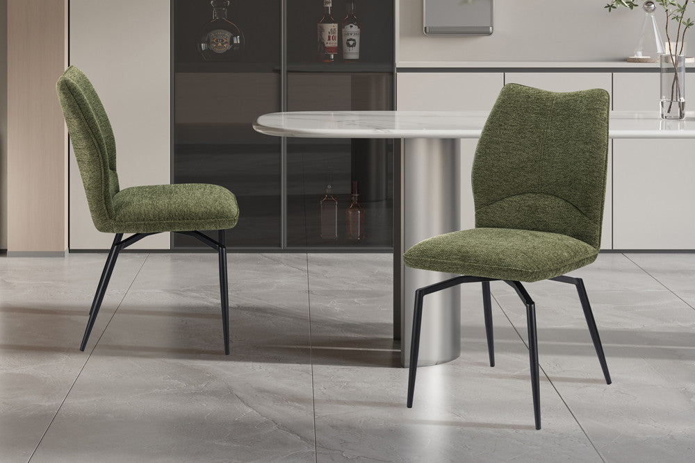 Rousseau - Chaise de salle à manger Lara - Pivotante Tissu Vert - 89 x 45.5 x 60 cm