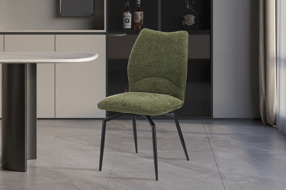 Rousseau - Chaise de salle à manger Lara - Pivotante Tissu Vert - 89 x 45.5 x 60 cm
