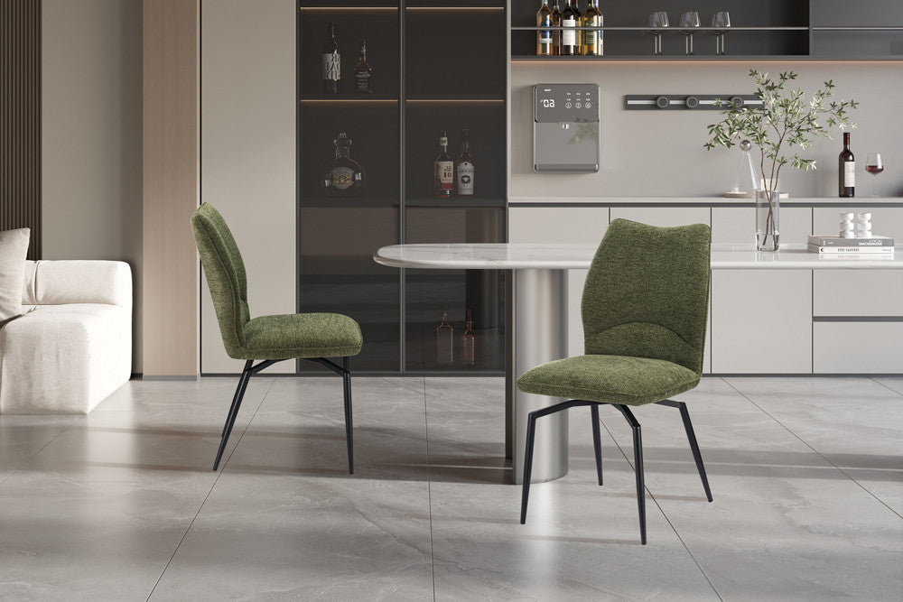 Rousseau - Chaise de salle à manger Lara - Pivotante Tissu Vert - 89 x 45.5 x 60 cm