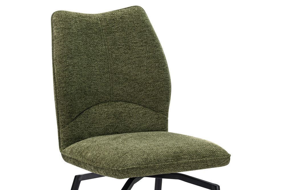 Rousseau - Chaise de salle à manger Lara - Pivotante Tissu Vert - 89 x 45.5 x 60 cm