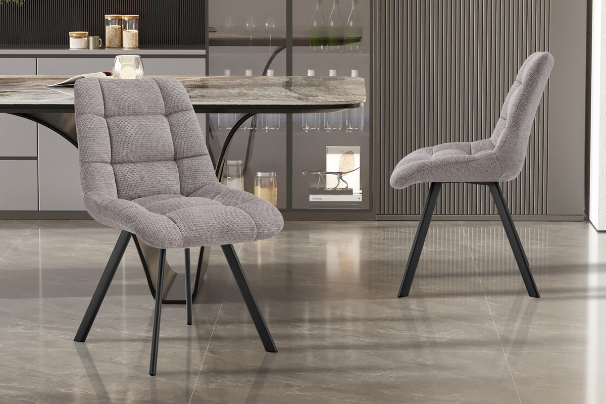 Rousseau - Chaise Lizzy - Tissu Gris Clair - 88,5x52x61,5 cm
