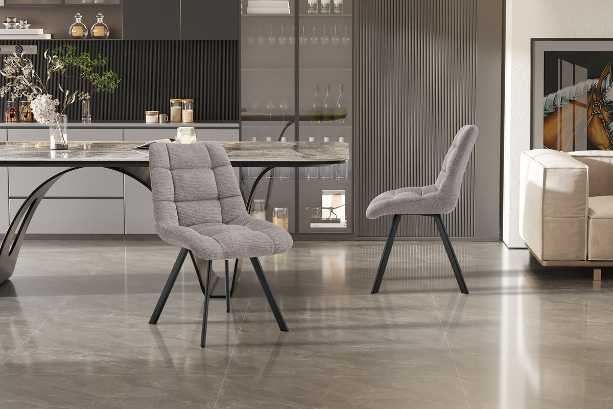 Rousseau - Chaise Lizzy - Tissu Gris Clair - 88,5x52x61,5 cm