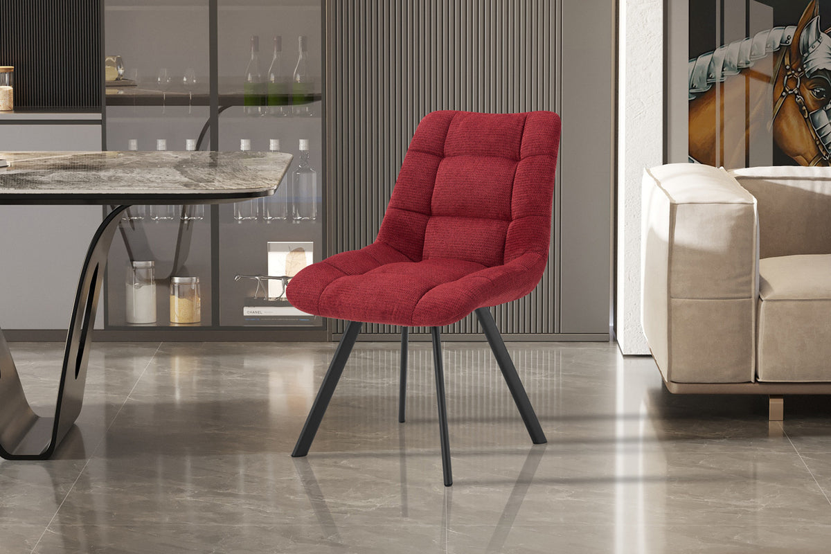 Rousseau - Chaise Lizzy - Tissu Rouge - 88,5x52x61,5 cm