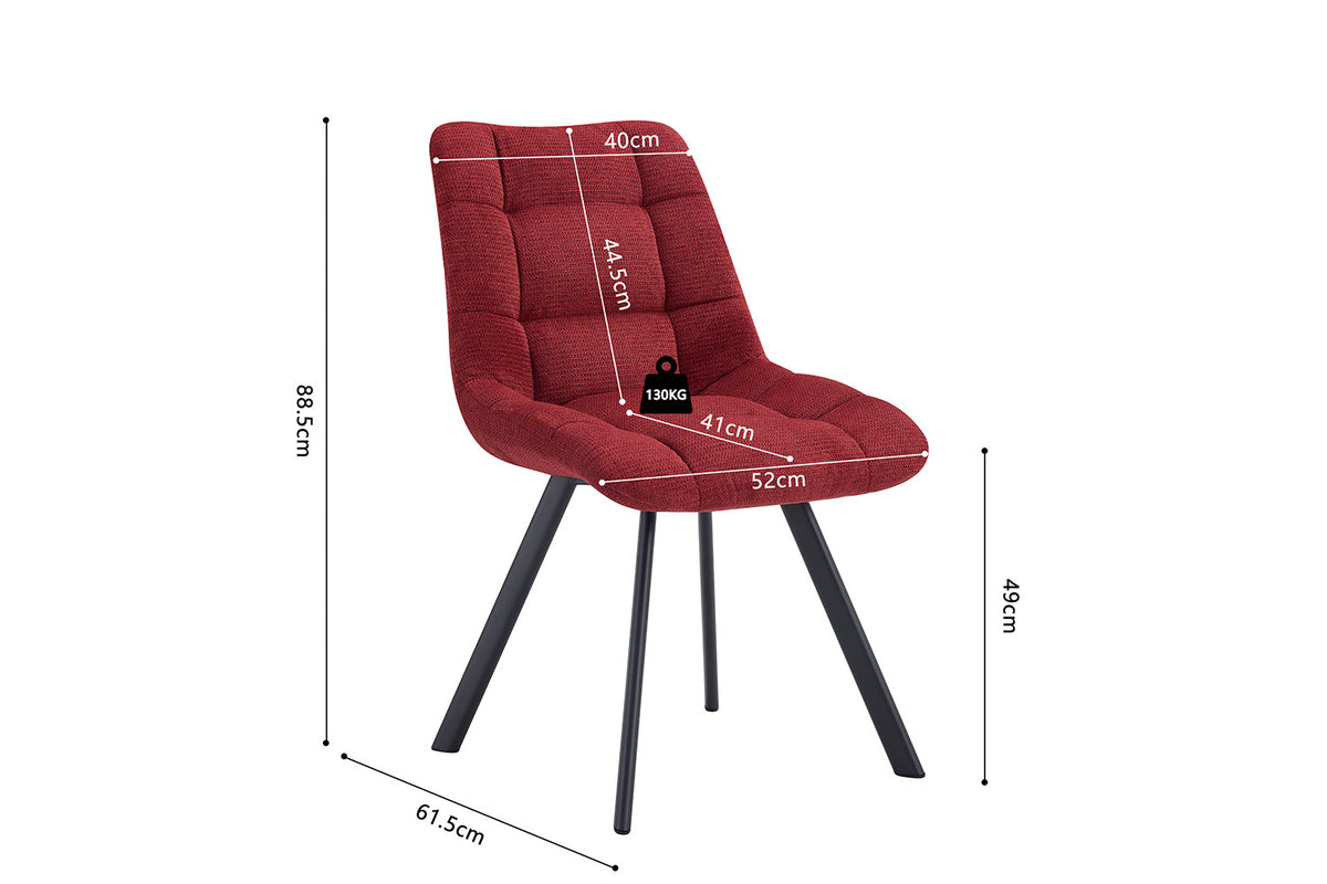 Rousseau - Chaise Lizzy - Tissu Rouge - 88,5x52x61,5 cm