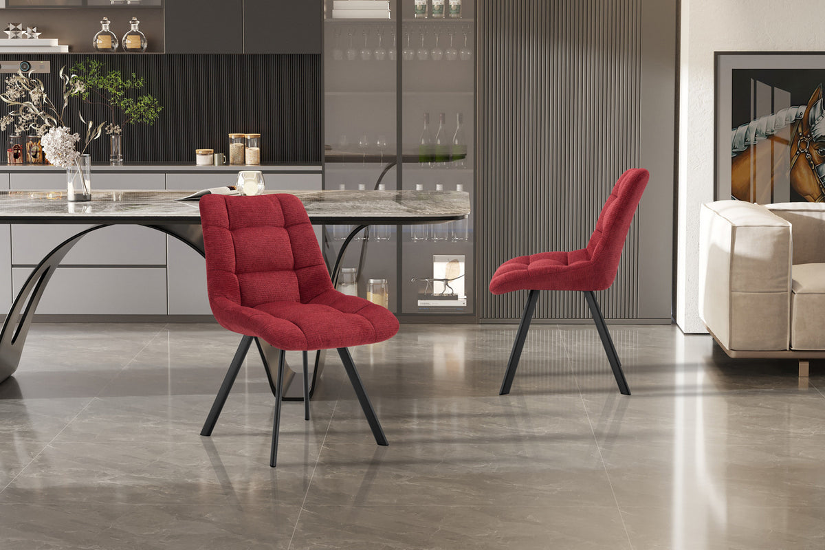 Rousseau - Chaise Lizzy - Tissu Rouge - 88,5x52x61,5 cm