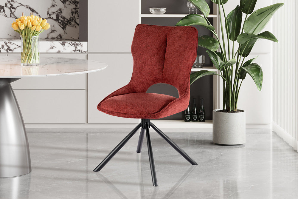 Rousseau - Eetkamerstoel Mori - Draaibaar Stof Rood - 90 x 48 x 59.5 cm