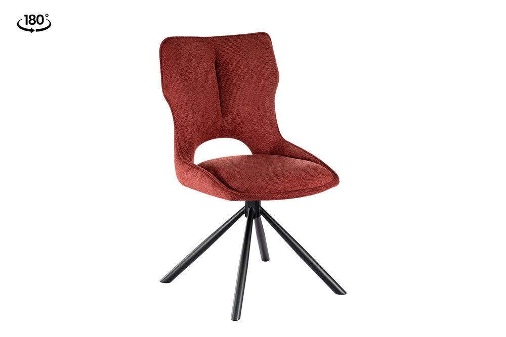 Rousseau - Eetkamerstoel Mori - Draaibaar Stof Rood - 90 x 48 x 59.5 cm