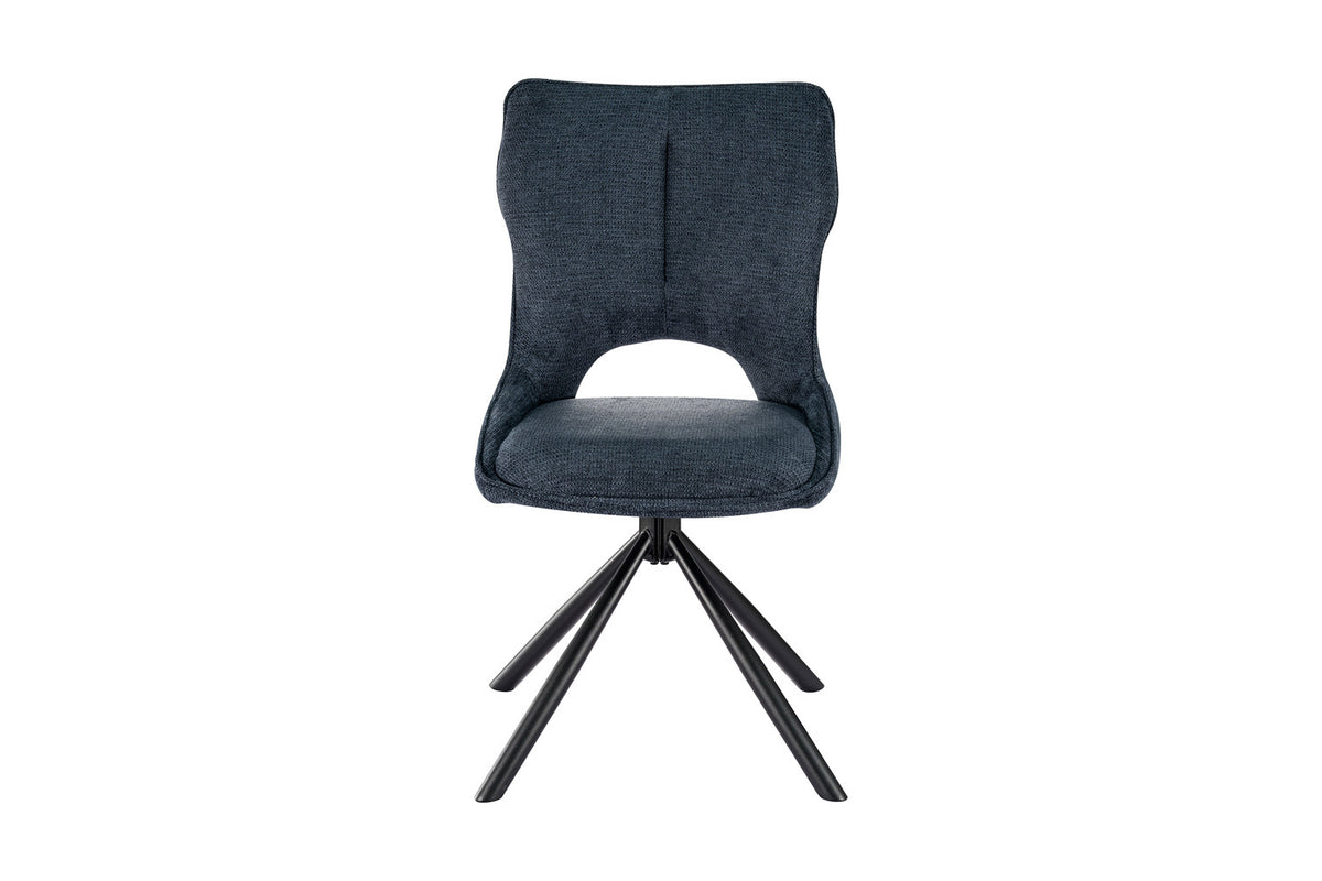 Rousseau - Eetkamerstoel Mori - Draaibaar Stof Blauw - 90 x 48 x 59.5 cm