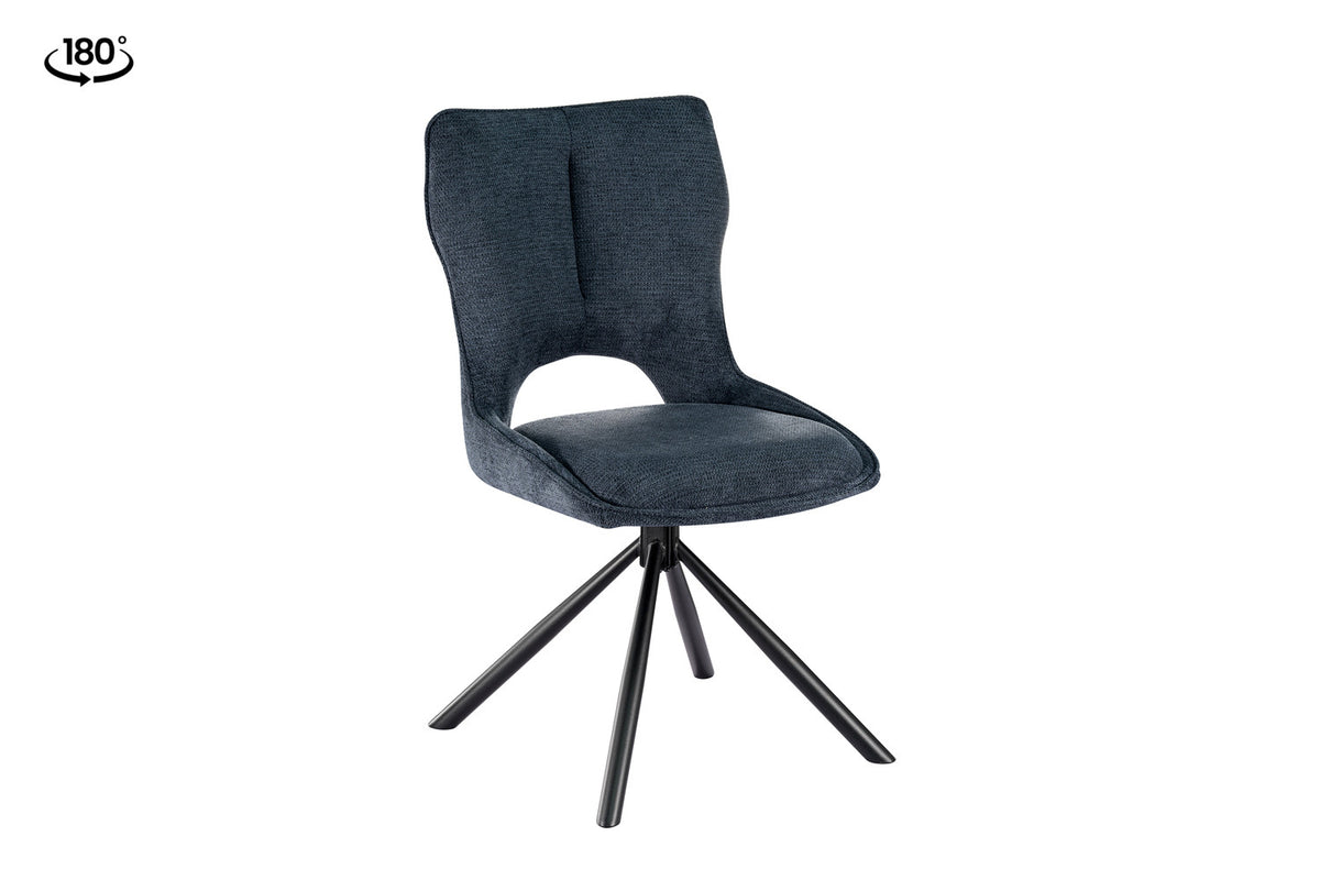 Rousseau - Eetkamerstoel Mori - Draaibaar Stof Blauw - 90 x 48 x 59.5 cm