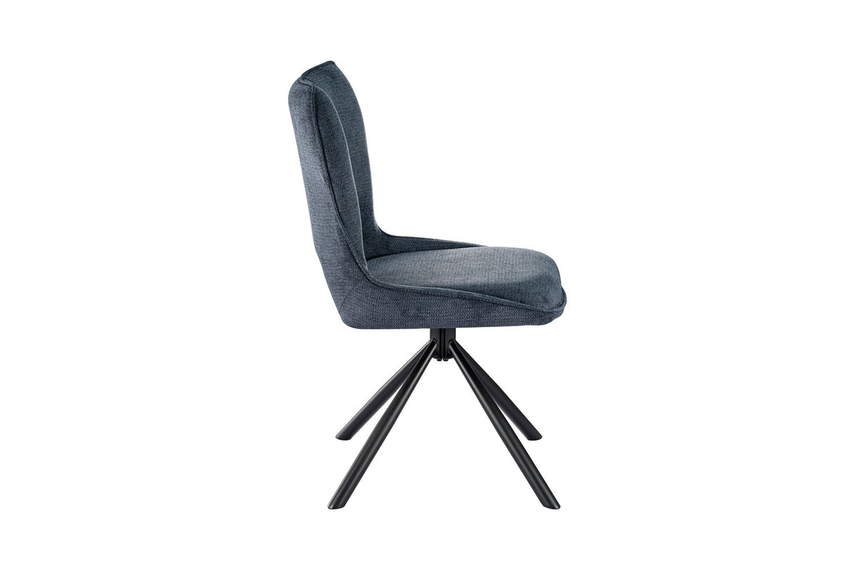Rousseau - Eetkamerstoel Mori - Draaibaar Stof Blauw - 90 x 48 x 59.5 cm
