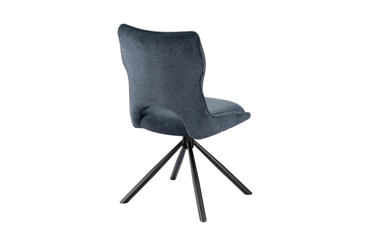 Rousseau - Eetkamerstoel Mori - Draaibaar Stof Blauw - 90 x 48 x 59.5 cm