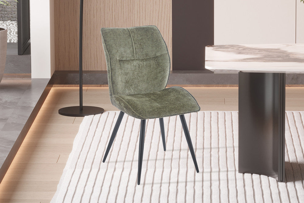 Rousseau - Chaise de salle à manger Faye - Tissu Vert - 89 x 49 x 65 cm