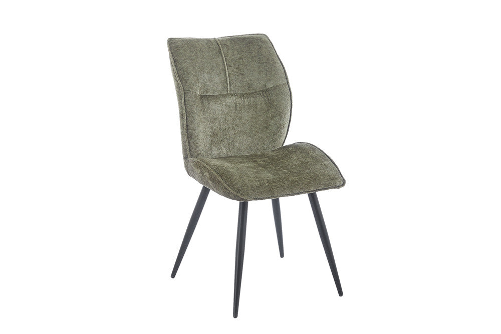 Rousseau - Chaise de salle à manger Faye - Tissu Vert - 89 x 49 x 65 cm