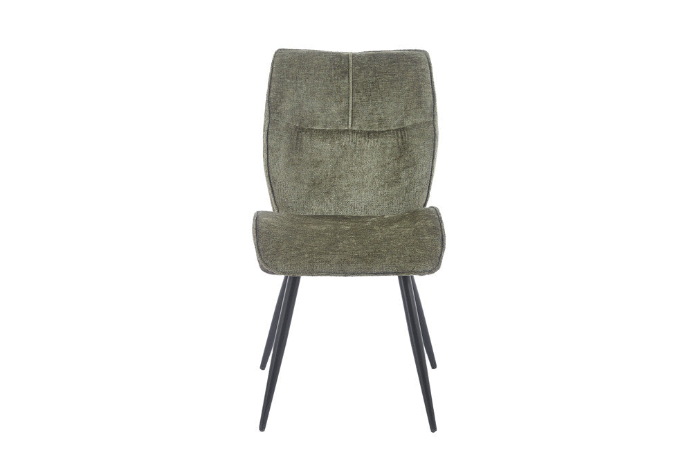 Rousseau - Chaise de salle à manger Faye - Tissu Vert - 89 x 49 x 65 cm