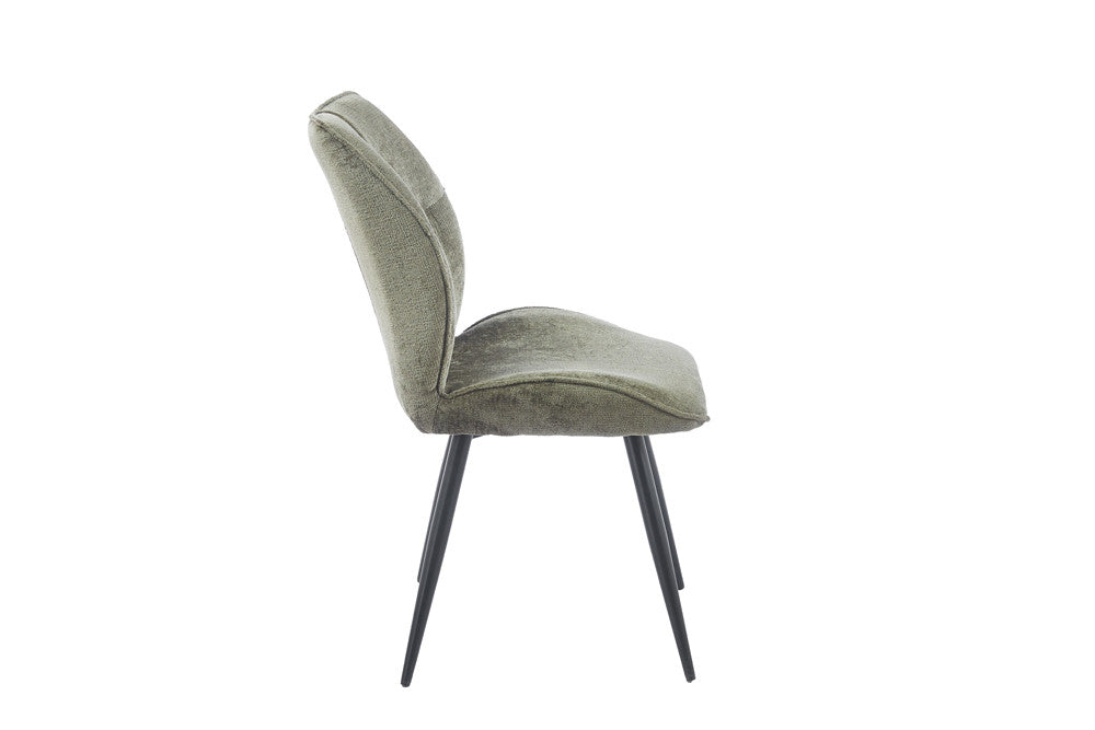 Rousseau - Chaise de salle à manger Faye - Tissu Vert - 89 x 49 x 65 cm