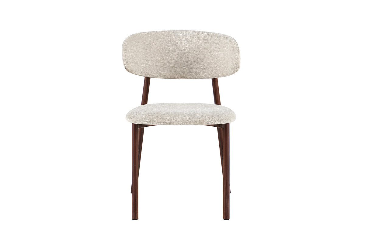 NIEUW - Stoel 'Coco' Walnoot - Stof Fabb Raven 24 Beige