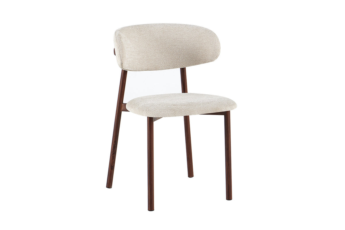 NIEUW - Stoel 'Coco' Walnoot - Stof Fabb Raven 24 Beige
